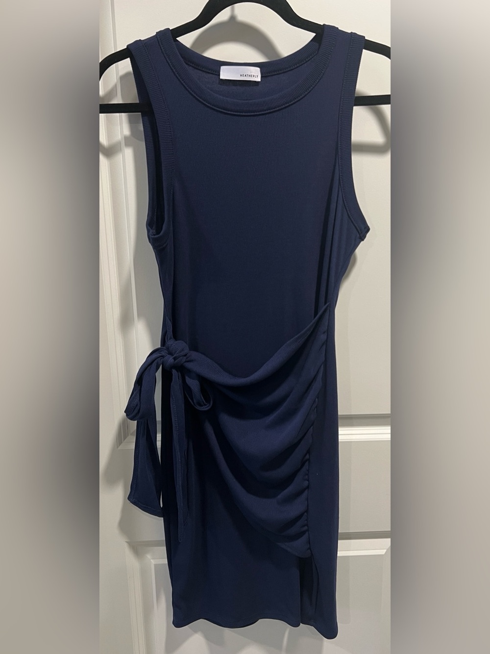 Heatherly Women’s Sleeveless Navy Tie-Detail Midi Dress Size M